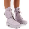 Intention Lilac Wide Fit Chunky Sole Pouch Ankle Boots -LoafLuxe Shop 0000 INTENTION LILACWF PU 1