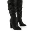 Yours Black Wide Fit PU Heeled Knee High Block Boots -LoafLuxe Shop 0000 0003 YOURSWF BLK PU1