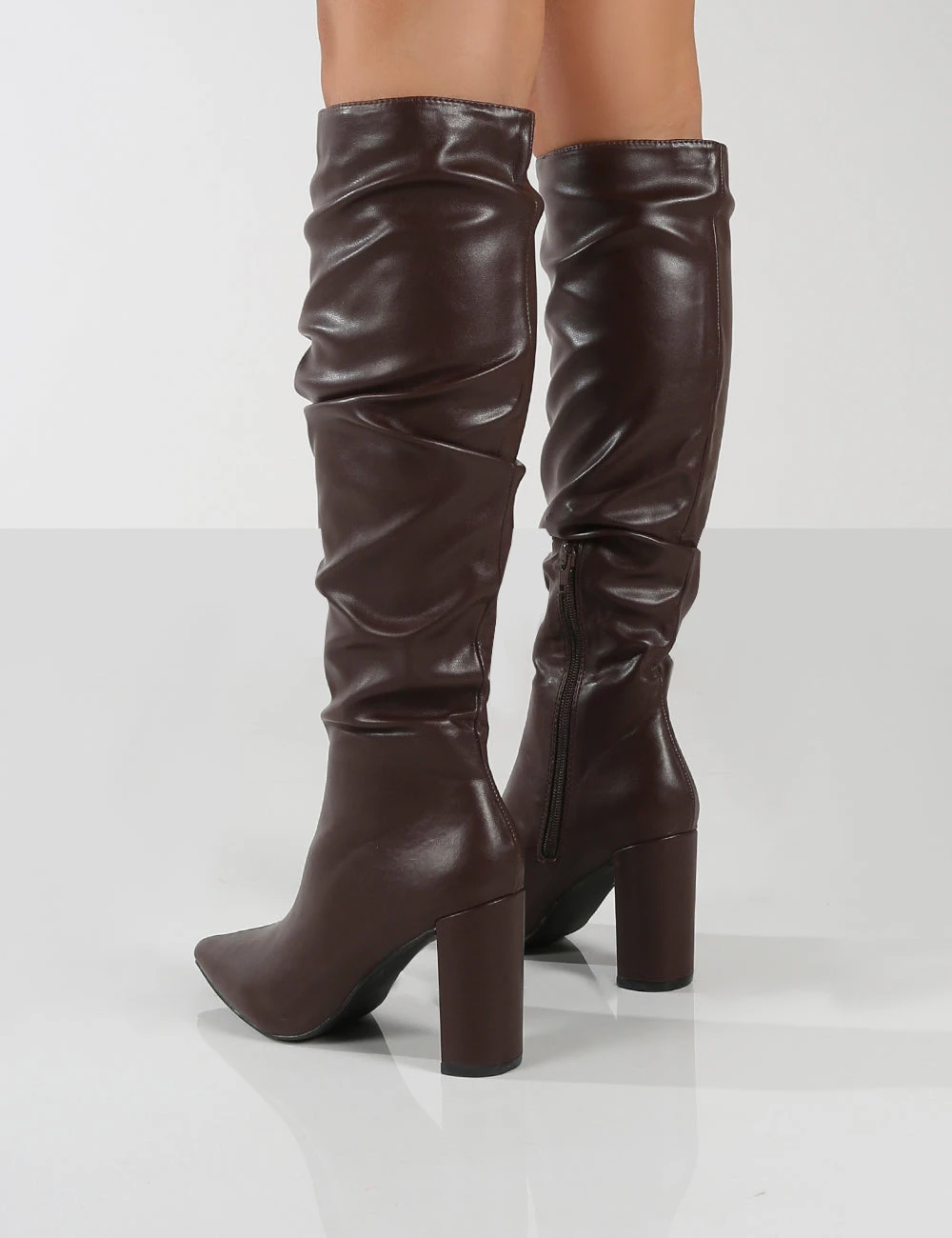 Mine Choc PU Knee High Boots 4 Mine Choc PU Knee High Boots - Image 2