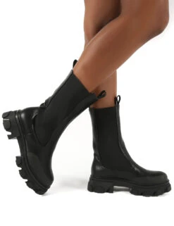 Boston Black Wide Fit Calf High Chunky Sole Boots -LoafLuxe Shop 0003 BOSTON BLK PU b840a3bc 2270 460b 9d6c 6e5407d9bb13