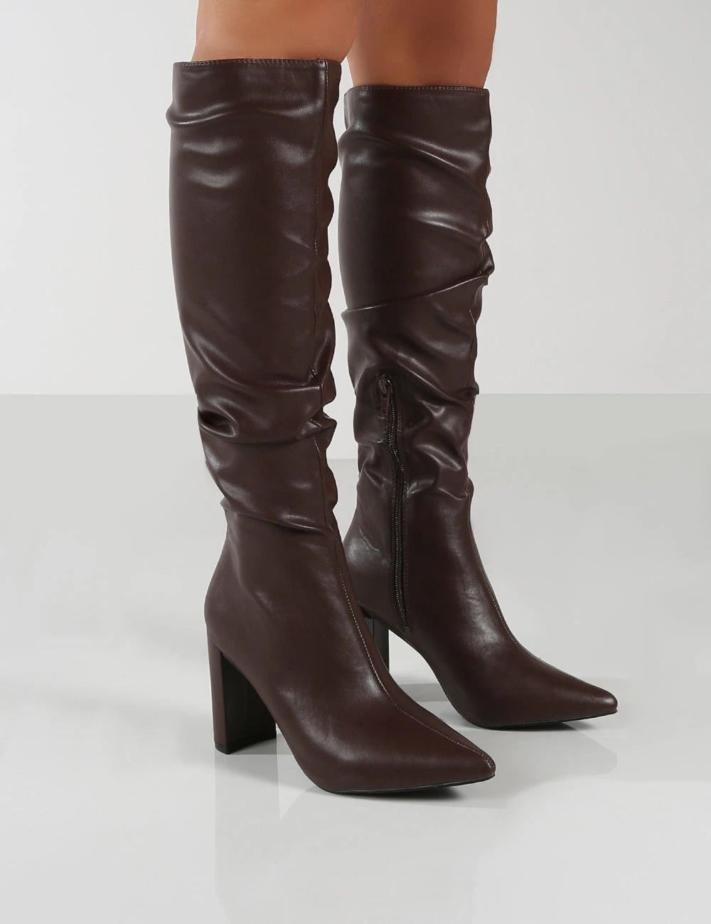 Mine Choc PU Knee High Boots 3 Mine Choc PU Knee High Boots
