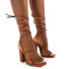 Mollie Tan Pu Wide FIt Lace Up Block Heels -LoafLuxe Shop 0003 MOLLIE TAN PU1