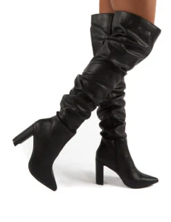 Theirs Black Wide Fit PU Over The Knee Boots -LoafLuxe Shop 0004 THEIRS BLK PU 1aafda37 1ed8 4c41 ac7a fedd3532e23b
