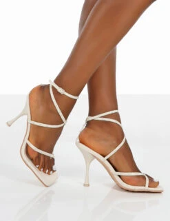 Back Up White Pu Square Toe Strappy Mid Heels 9 Back Up White Pu Square Toe Strappy Mid Heels -LoafLuxe Shop 00063