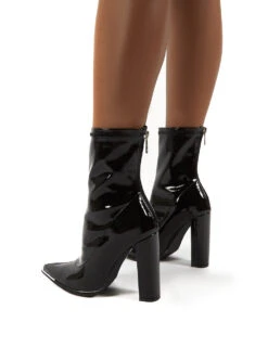 Affection Black Patent Wide Fit Block Heeled Ankle Boots -LoafLuxe Shop 0006 AFFECTIONWF BLK PU2
