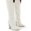 Slow White Snake Wide Fit Knee High Block Heel Boots 2 Slow White Snake Wide Fit Knee High Block Heel Boots -LoafLuxe Shop 0006 SLOWWF WHITE PU1