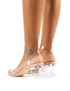 Afternoon Wide Fit Nude Patent Clear Perspex Block Mid Heels -LoafLuxe Shop 0006 afternoon nude pu 2 1