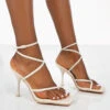 Back Up White Pu Square Toe Strappy Mid Heels -LoafLuxe Shop 00073copy