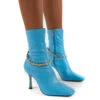 Sacci Blue Wide Fit Chain Detail Square Toe Stiletto Heel Ankle Boots -LoafLuxe Shop 0007 SACCI BLUE PU1 0974b474 646e 4b13 80ec f96659d3bb30