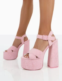 Content Pink Towelling Chunky Platform Sandal High Heels -LoafLuxe Shop 00092 38a6d726 f9f9 4642 b6c3 3c9ea39d22aa