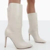 Lisel Ecru PU Pointed Toe Stiletto Heeled Ankle Boots -LoafLuxe Shop 0017 33788297 10ea 41cc 9d8f 87d1923b9ded
