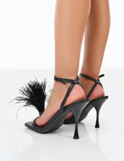 Prancy Black Wide Fit PU Feather Square Toe Heels -LoafLuxe Shop 001911 ea29ccdc 4070 408e aacd cae5cd443ab8
