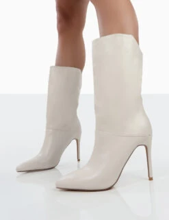 Lisel Ecru PU Pointed Toe Stiletto Heeled Ankle Boots -LoafLuxe Shop 0019 73d2d874 5250 4420 bd10 aa5aa4e9e91a