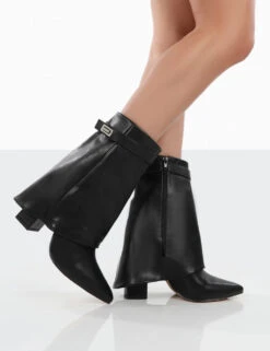 Fyre Wide Fit Black Pointed Toe Block Heeled Ankle Boots -LoafLuxe Shop 0028 accc3b04 6def 48ec bb13 119a457badc1