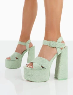 Content Mint Towelling Chunky Platform Sandal High Heels -LoafLuxe Shop 00291 293d1892 770f 4882 af01 52ad530d803d