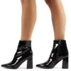 Empire Wide Fit Black Patent Pointed Toe Ankle Boots -LoafLuxe Shop 0029 empire blk wf pu 3
