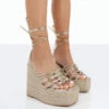 Chakkra Gold PU High Heeled Sandal Espadrilles Wedges -LoafLuxe Shop 0057 0dbe3281 048d 42a3 b0ab fa7bc07a4658