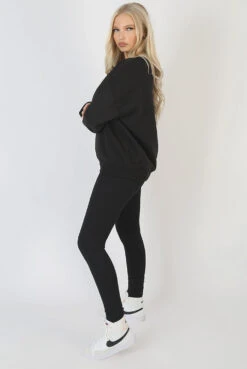 Michigan Embroidered Slogan Oversized Sweatshirt Black -LoafLuxe Shop 02.02 434copy