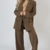 Oversized Longline Double Breasted Pocket Detail Blazer Mushroom -LoafLuxe Shop 02.02 886