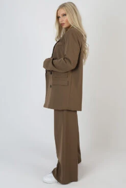 Oversized Longline Double Breasted Pocket Detail Blazer Mushroom -LoafLuxe Shop 02.02 904