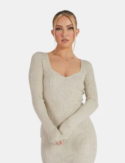 Knitted Off Shoulder Midi Dress Oatmeal Marl -LoafLuxe Shop 02.09KAIIANEW0033Jan1320171copy