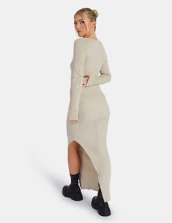 Knitted Off Shoulder Midi Dress Oatmeal Marl -LoafLuxe Shop 02.09KAIIANEW0073Jan1320171copy