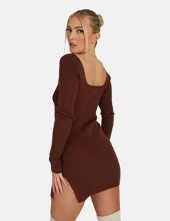 Knitted Off Shoulder Mini Dress Chocolate -LoafLuxe Shop 02.09KAIIANEW0192Jan1320171copy