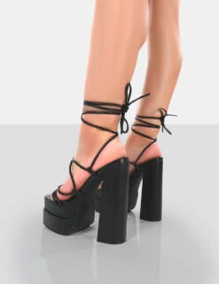 Glow Girl Black PU Lace Up Platform High Heels -LoafLuxe Shop 04.030010 2bb271d9 b1cd 417a bac0 61cdecdab675