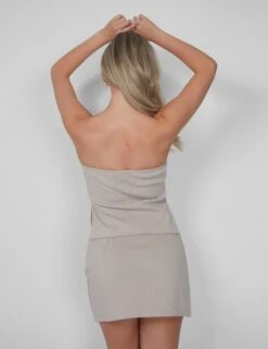 Kaiia Ribbed Bandeau Side Split Top In Stone -LoafLuxe Shop 05.07rebekah0921