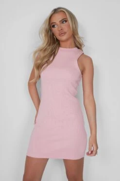Racer Rib Mini Dress Soft Pink -LoafLuxe Shop 05.07rebekah1373
