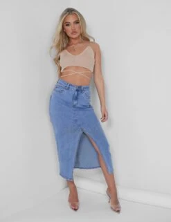 Public Desire Knitted Ribbed Bralet Nude