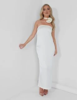 Bandeau Satin Maxi Dress Oyster -LoafLuxe Shop 05.07rebekah1630