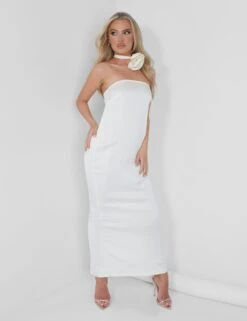 Bandeau Satin Maxi Dress Oyster -LoafLuxe Shop 05.07rebekah1645