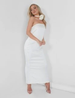 Bandeau Satin Maxi Dress Oyster -LoafLuxe Shop 05.07rebekah1646