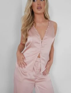 Public Desire Button Detail Satin Waistcoat Top Pink -LoafLuxe Shop 05.07rebekah1695 85457d3e 4829 4553 97df f9124f46f31c