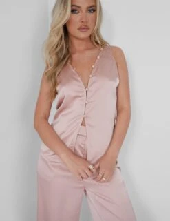 Public Desire Button Detail Satin Waistcoat Top Pink -LoafLuxe Shop 05.07rebekah1698 7d069027 e301 40fa 9f9c ad983211abc7