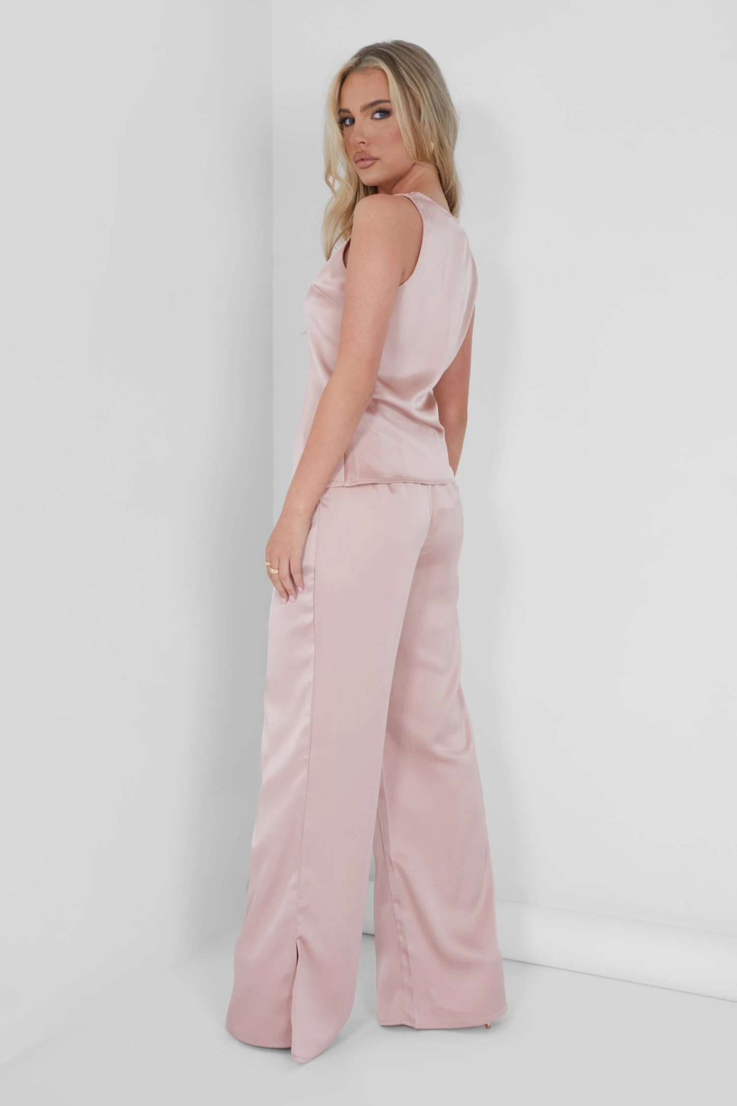 Public Desire Satin Tailored Trouser Pink 6 Public Desire Satin Tailored Trouser Pink - Image 4