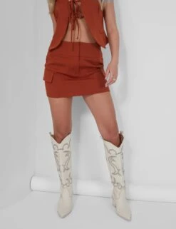 Tailored Pocket Detail Mini Skirt Rust -LoafLuxe Shop 05.07rebekah1742 14805e64 bbcc 45d5 897a 4339acfb29d8