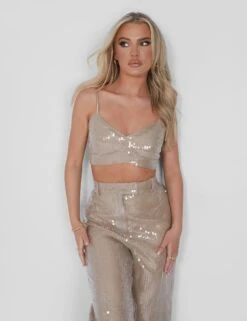 Sequin Bralet Crop Top Nude -LoafLuxe Shop 05.07rebekah1794