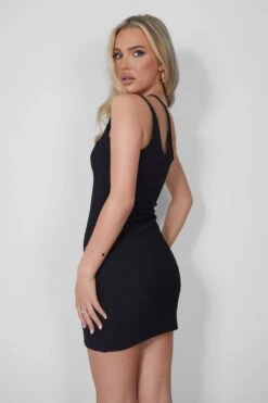 Scrunch One Shoulder Cut Out Mini Beach Dress Black -LoafLuxe Shop 05.07rebekah2227