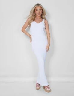 Public Desire Ribbed Maxi Dress White