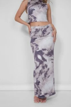Public Desire V Front Maxi Skirt Co-ord In Brown Print -LoafLuxe Shop 05.07rebekah2481