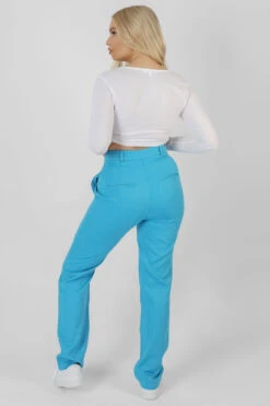 Wrap Waistband Straight Leg Trouser Blue -LoafLuxe Shop 07.01 1074
