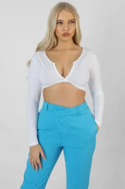 Wrap Waistband Straight Leg Trouser Blue -LoafLuxe Shop 07.01 1077