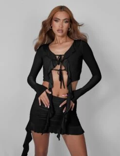 Frill Detail Tie Front Cardigan Top Black -LoafLuxe Shop 08.06annabel0029copy 193c70fc 346a 4a65 9737 b763a38b406e