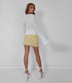 Tailored Button Detail Mini Skirt Lime -LoafLuxe Shop 08.06annabel0293
