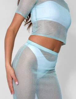 Sheer Shimmer Knitted T-shirt Top Blue -LoafLuxe Shop 08.06annabel0471copy2