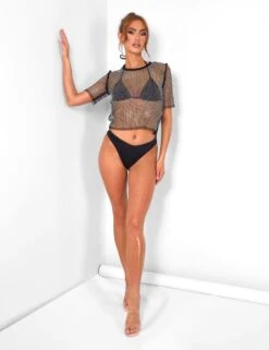 Diamante Mesh T-shirt Black -LoafLuxe Shop 08.06annabel0609