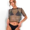 Diamante Mesh T-shirt Black -LoafLuxe Shop 08.06annabel0629