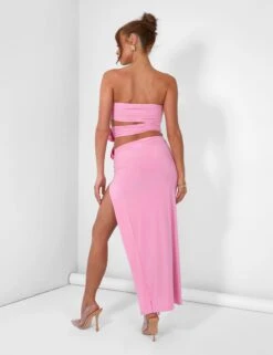 Rose Detail Cut Away Bandeau Top Pink -LoafLuxe Shop 08.06annabel0687